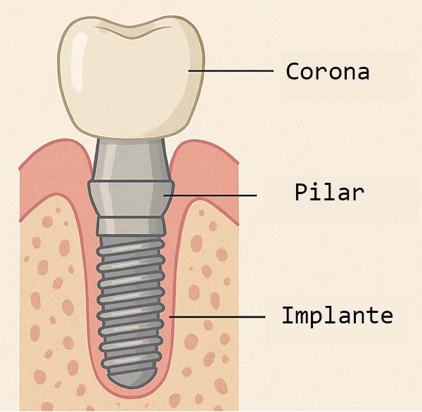 Corona, Pilar, Implante